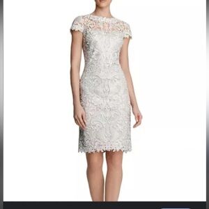 Tadashi Shoji Illusion Sheath Cream Lace Dress